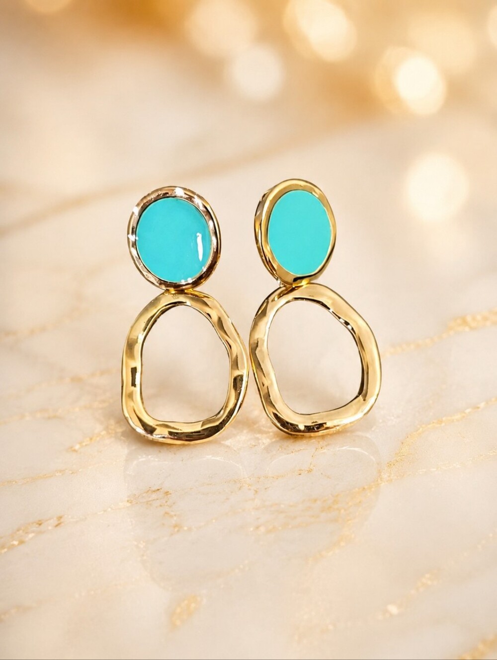 Gold-Tone Turquoise Drop Earrings - Women Jewelry
